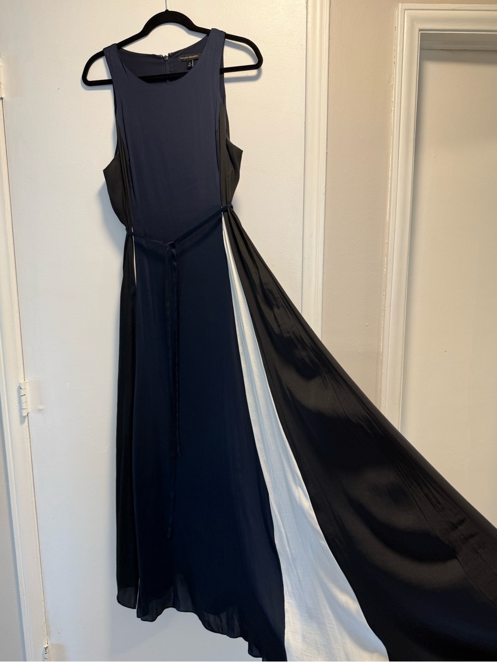 Banana Republic Navy and Black Maxi Dress with Ivory Panel